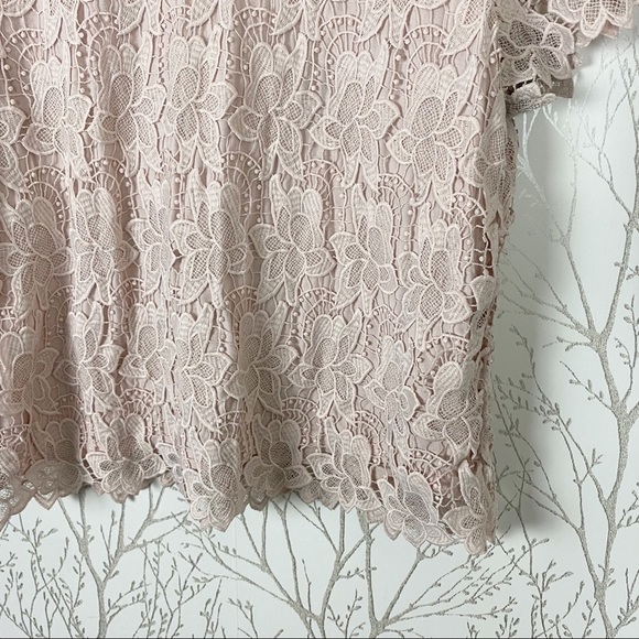 PHILOSOPHY Blush Pink Lace Crochet Overlay Blouse XXL - Picture 6 of 11